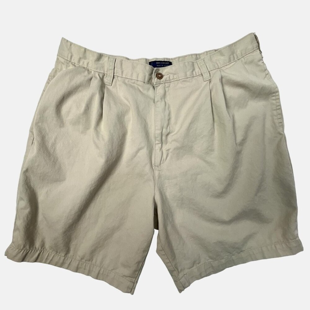 Vintage Chaps Ralph Lauren Shorts Mens 40 Beige Pleated Golf Preppy Casual
